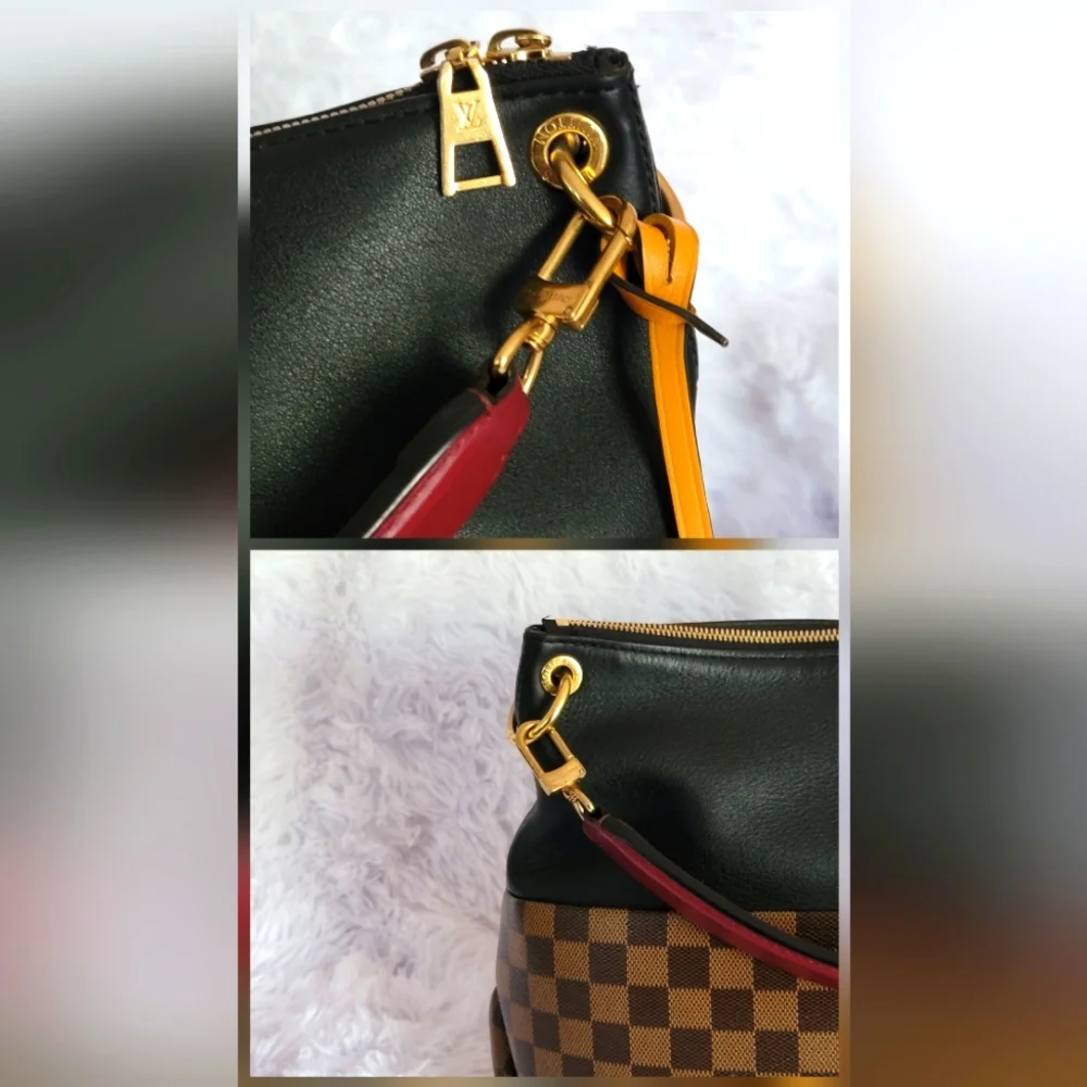 Auth💞 LOUIS VUITTON MAIDA HOBO DAMIER EBENE Hobo Shoulder Khaki